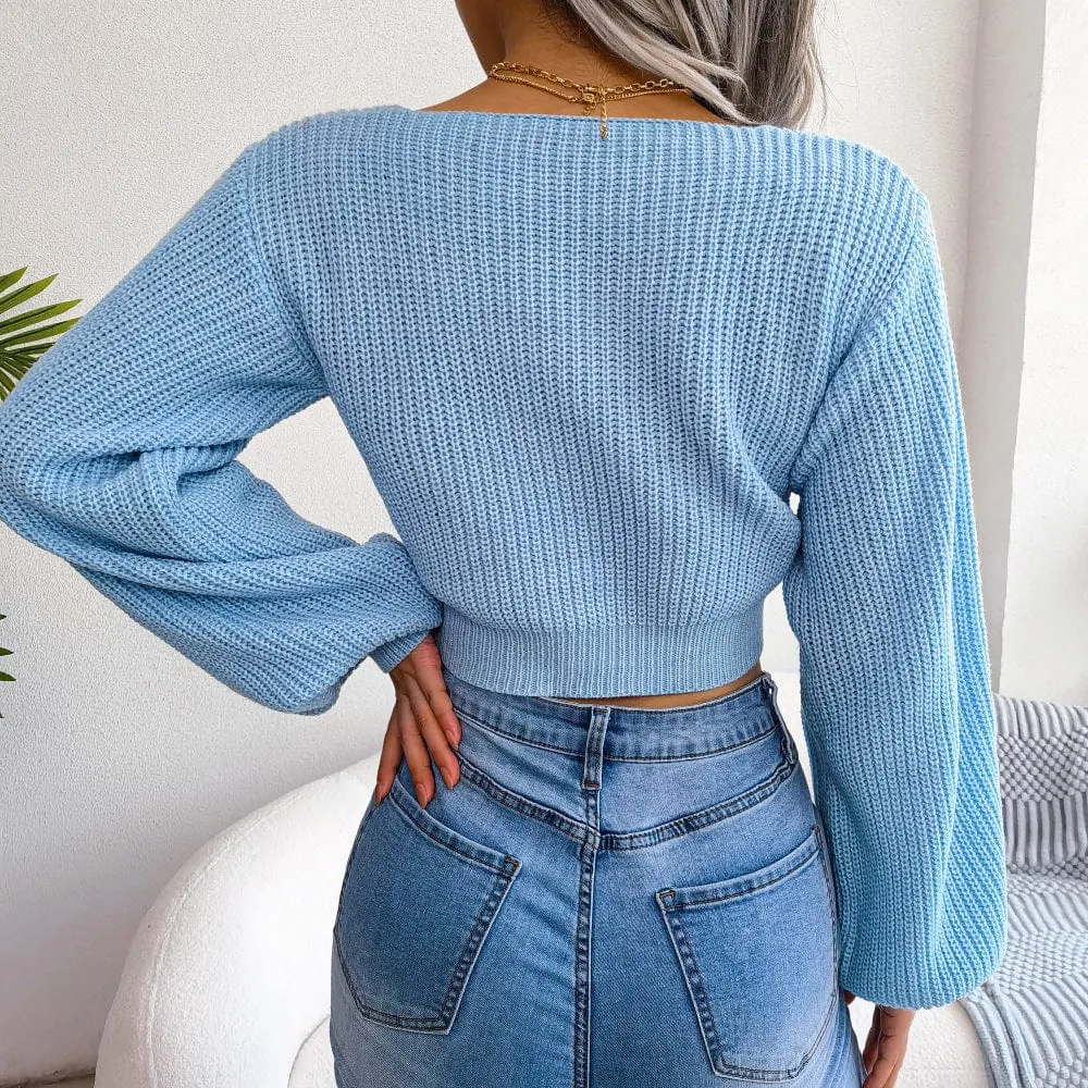 Anna Bowknot Cropped Sweater