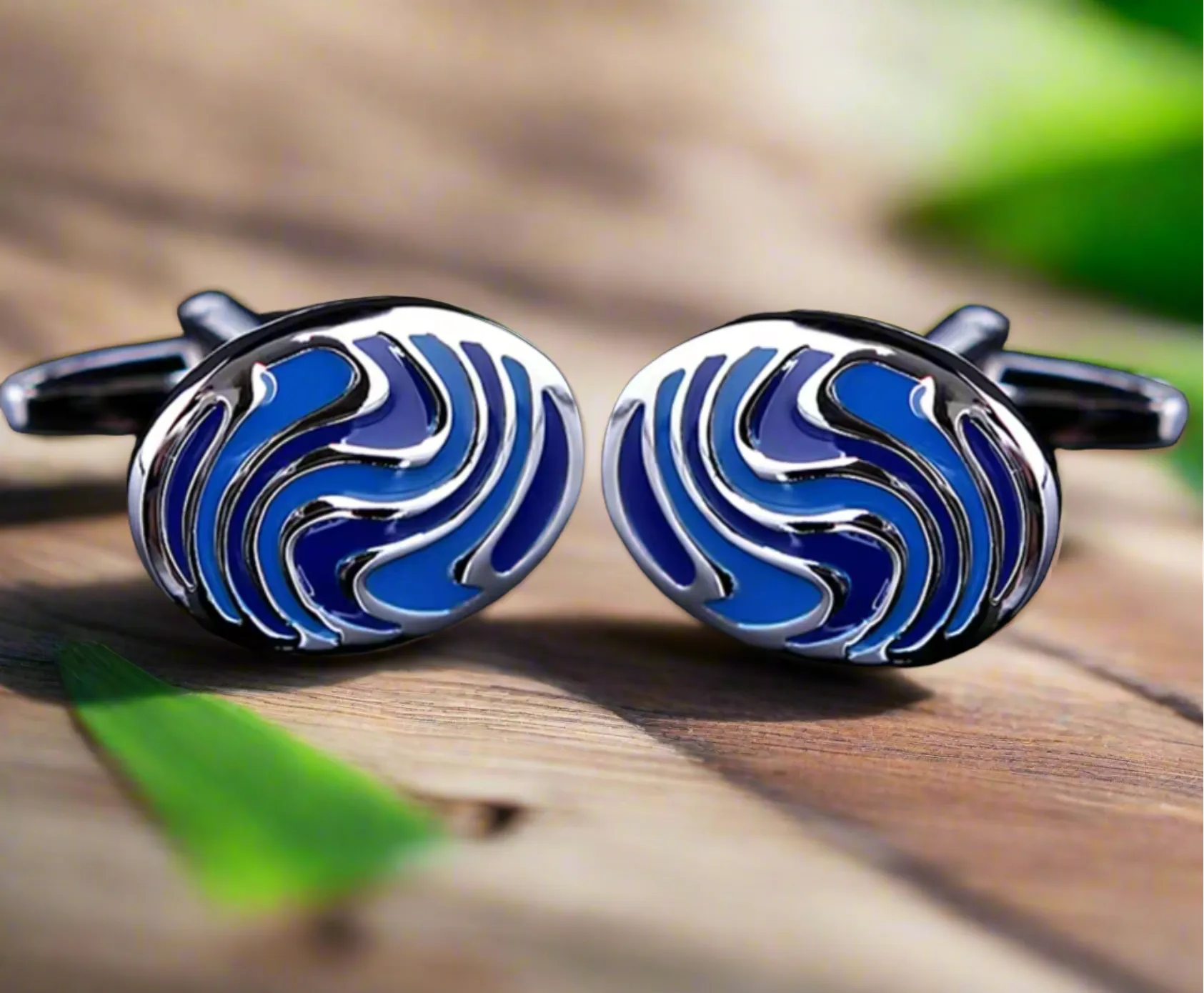 Blue Fingerprint Cuff-links