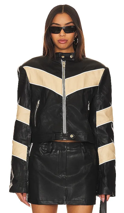 BY.DYLN Tobaias Faux Leather Moto Jacket in Black