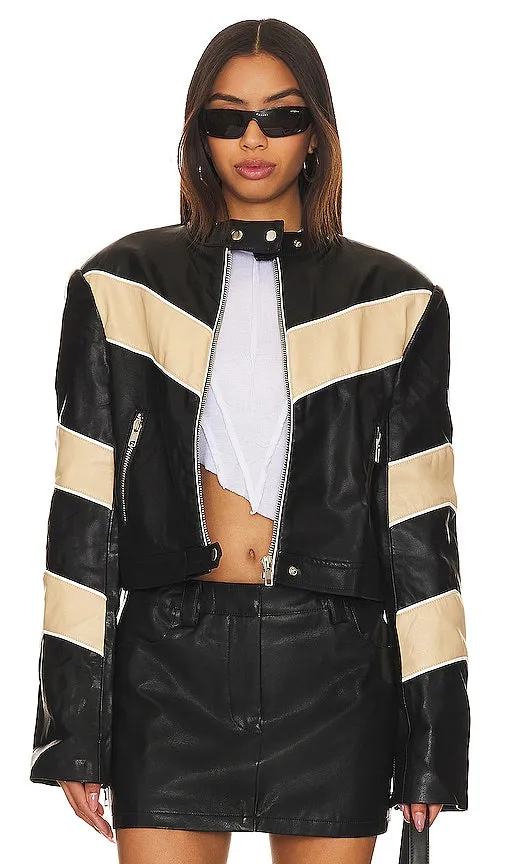 BY.DYLN Tobaias Faux Leather Moto Jacket in Black