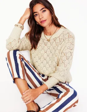 Chunky Pointelle Jumper-Warm Ivory