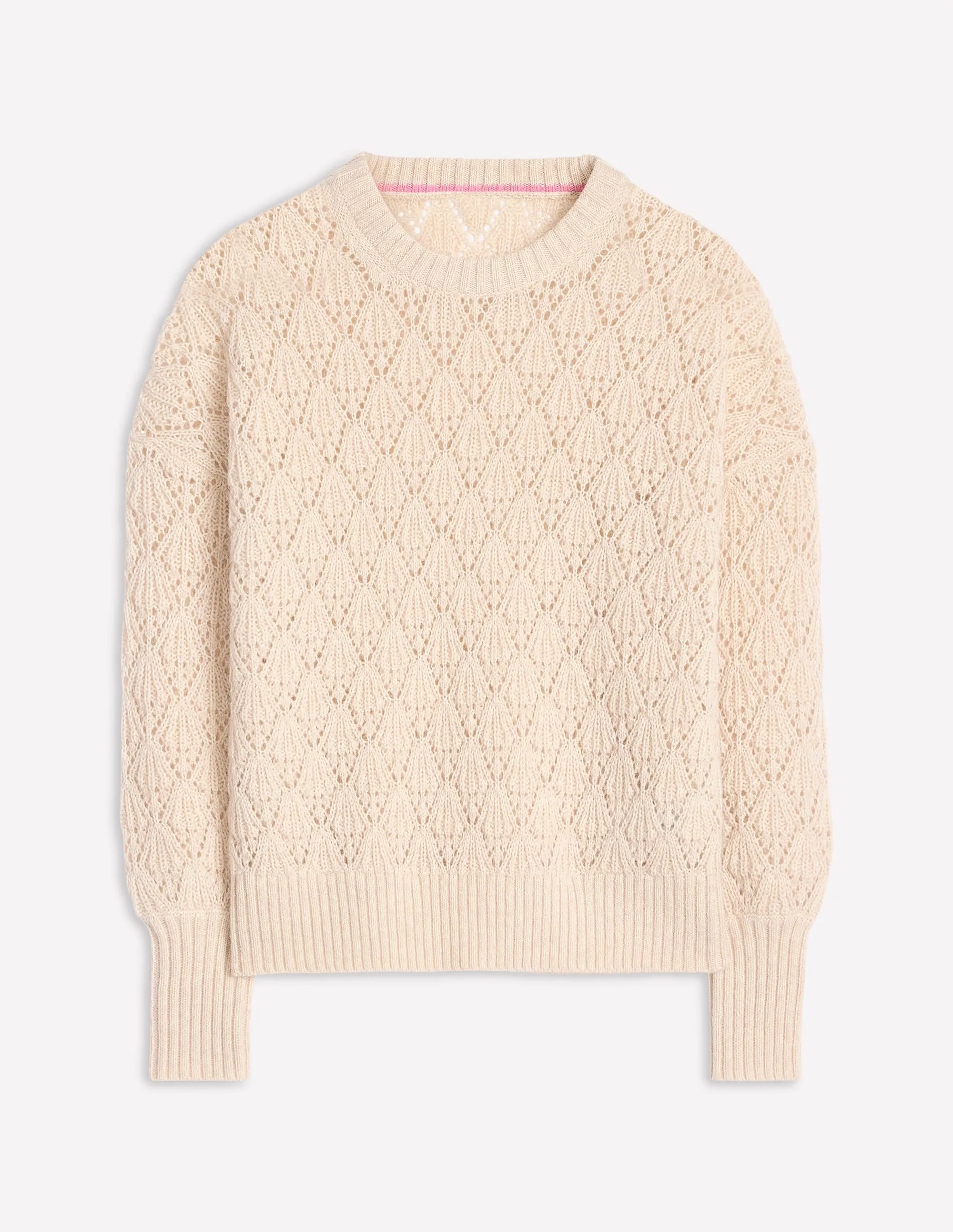 Chunky Pointelle Jumper-Warm Ivory