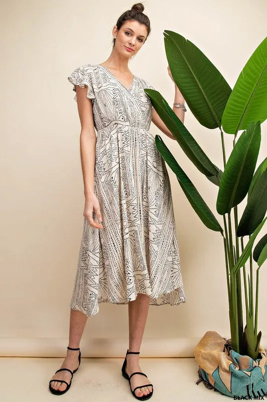 Dot Geometric Print Dress