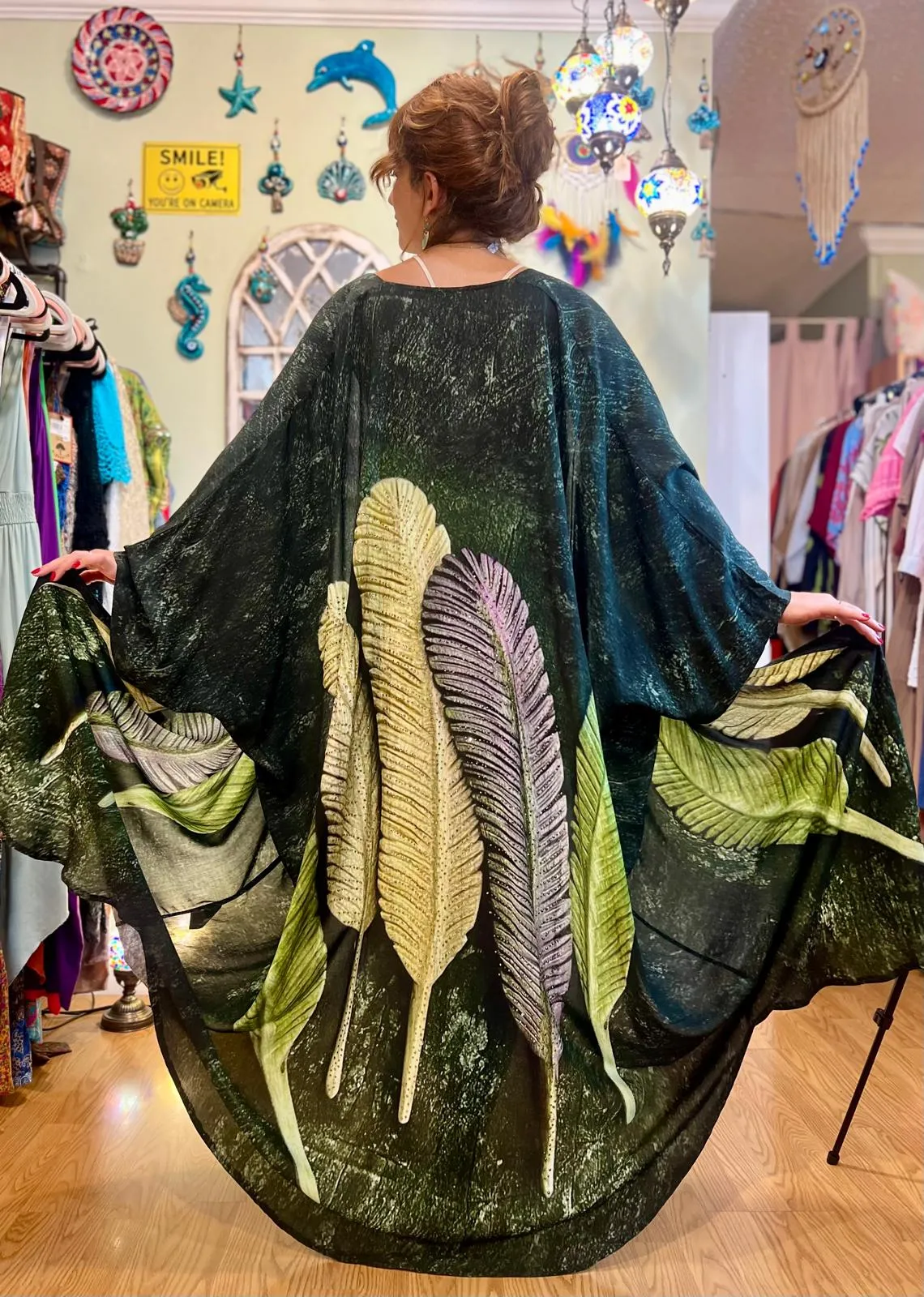 Green Feather Kaftan
