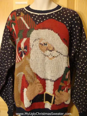 Holy Grail of Ugly Christmas Sweater 80s 2sided Santa