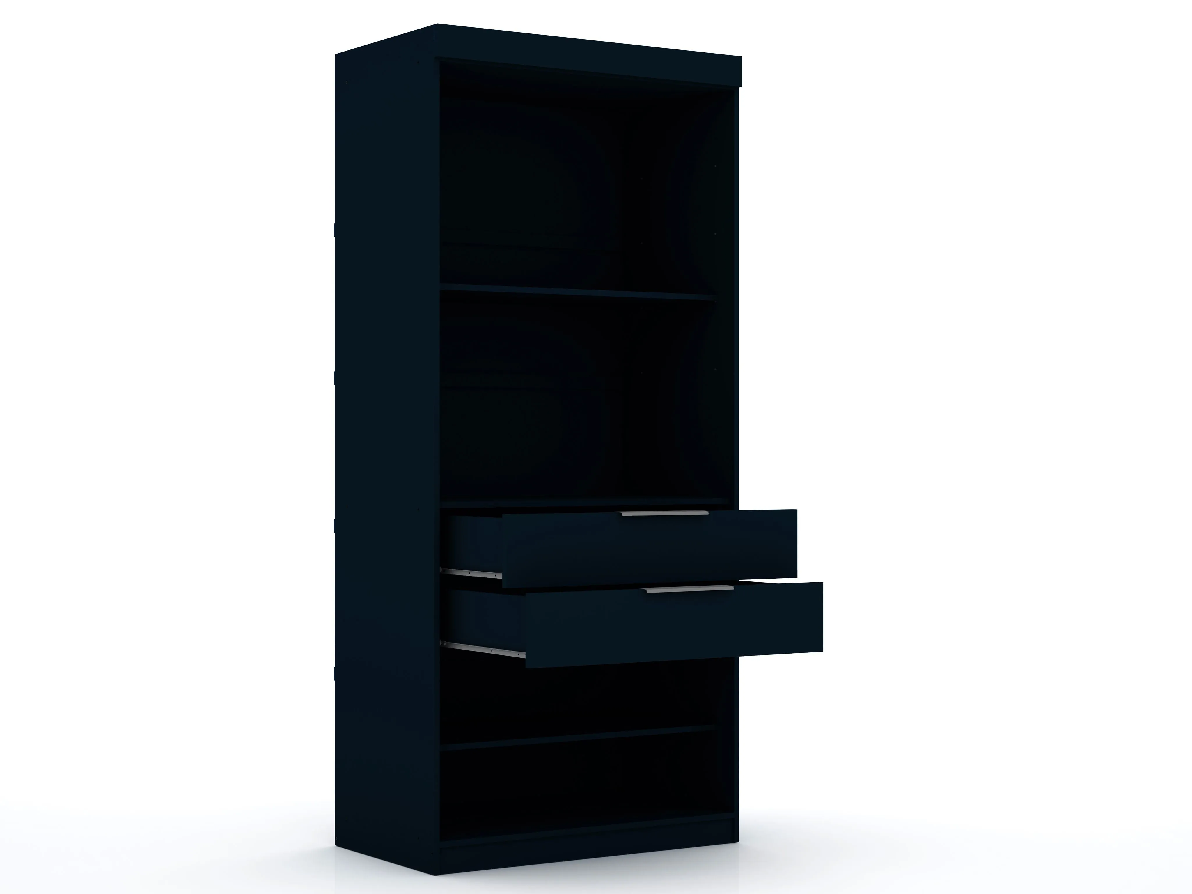 Mulberry 3.0 Sectional Modern Wardrobe Corner Closet with 4 Drawers - Set of 3 in Tatiana Midnight Blue