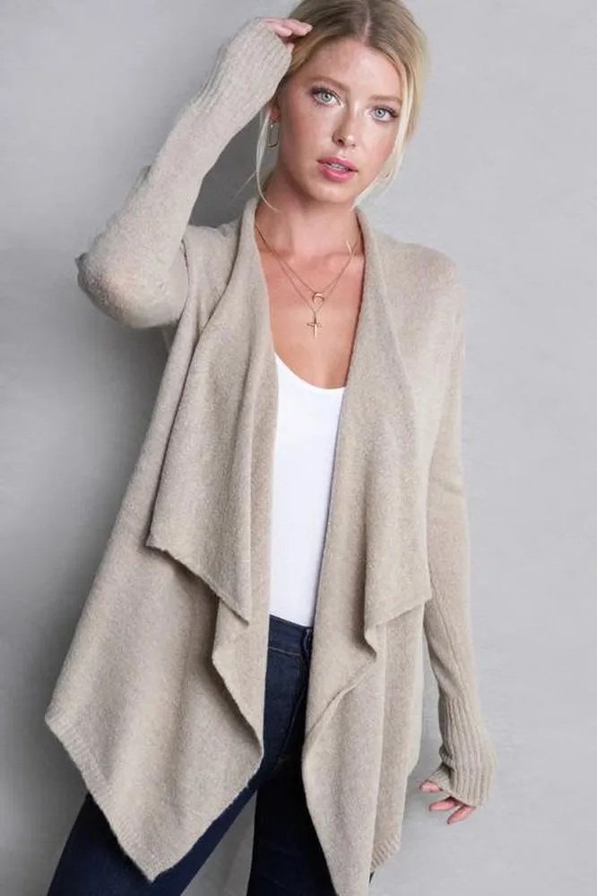 Open Front Waterfall Cardigan
