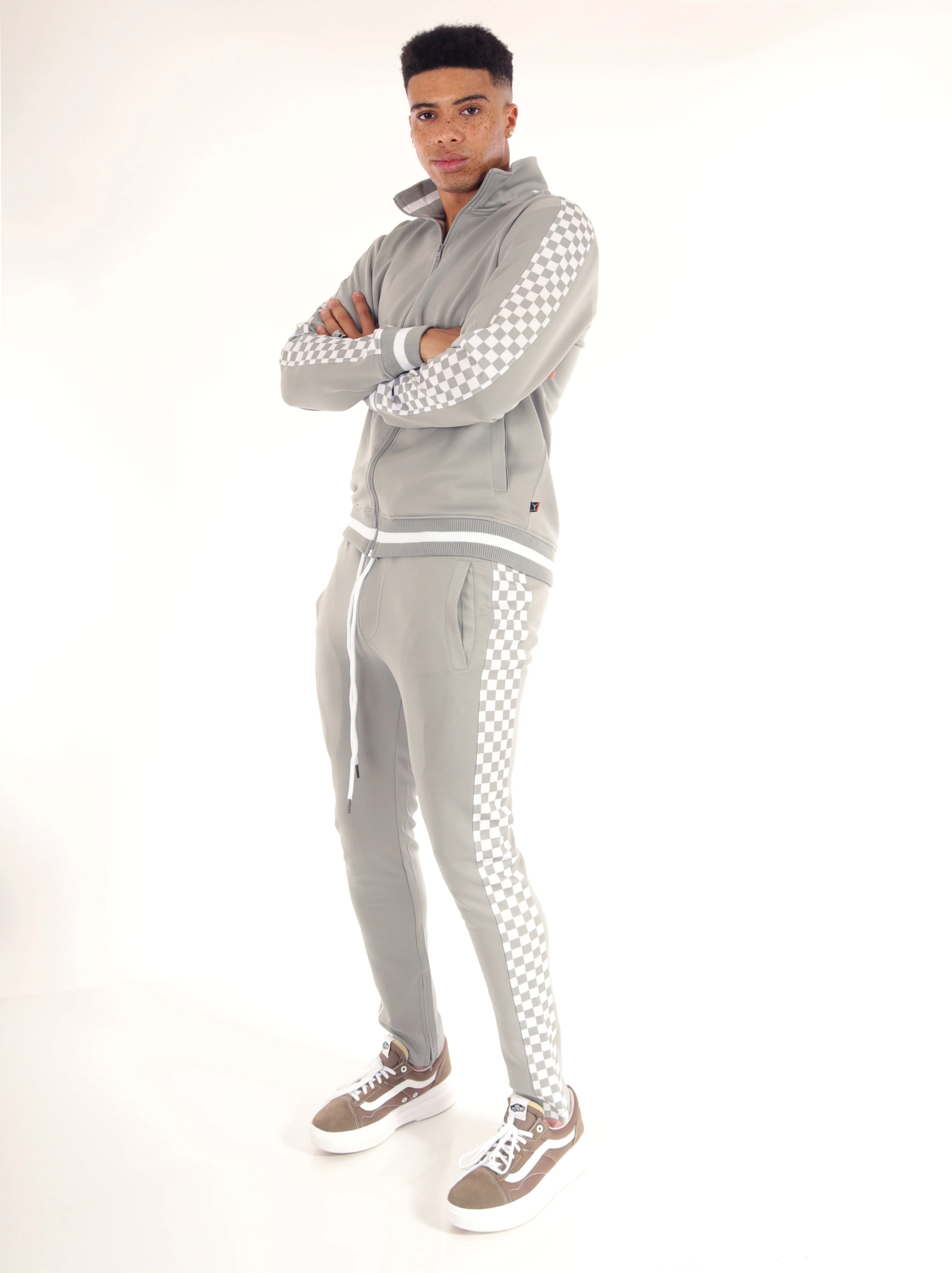 P11854 Checker Track Pants -SILVER