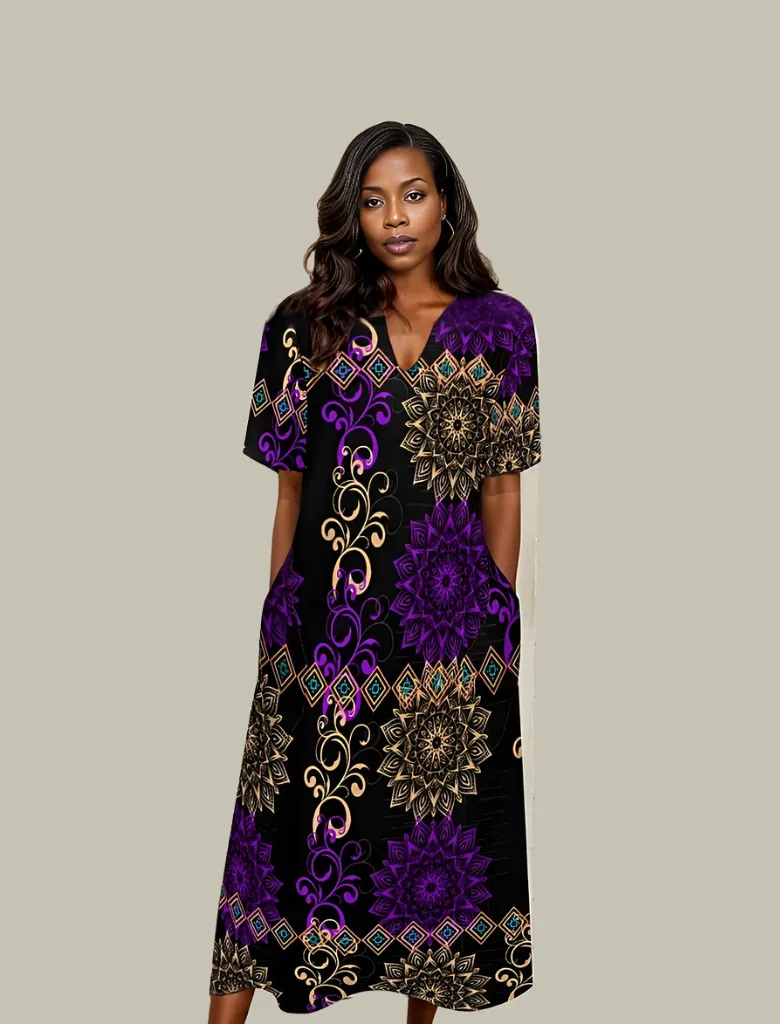 Royal Hues 7-Point Sleeve Dress for Women