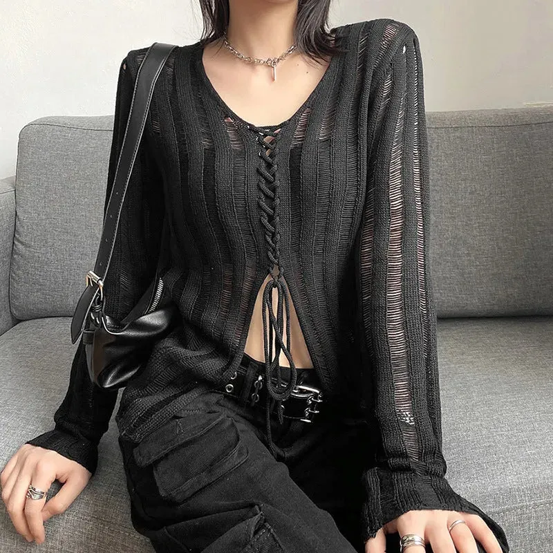 V-neck Top Sweater Women's Solid Color
