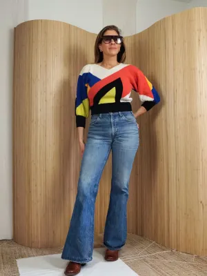 Vintage 80's Colorblock Crop Sweater