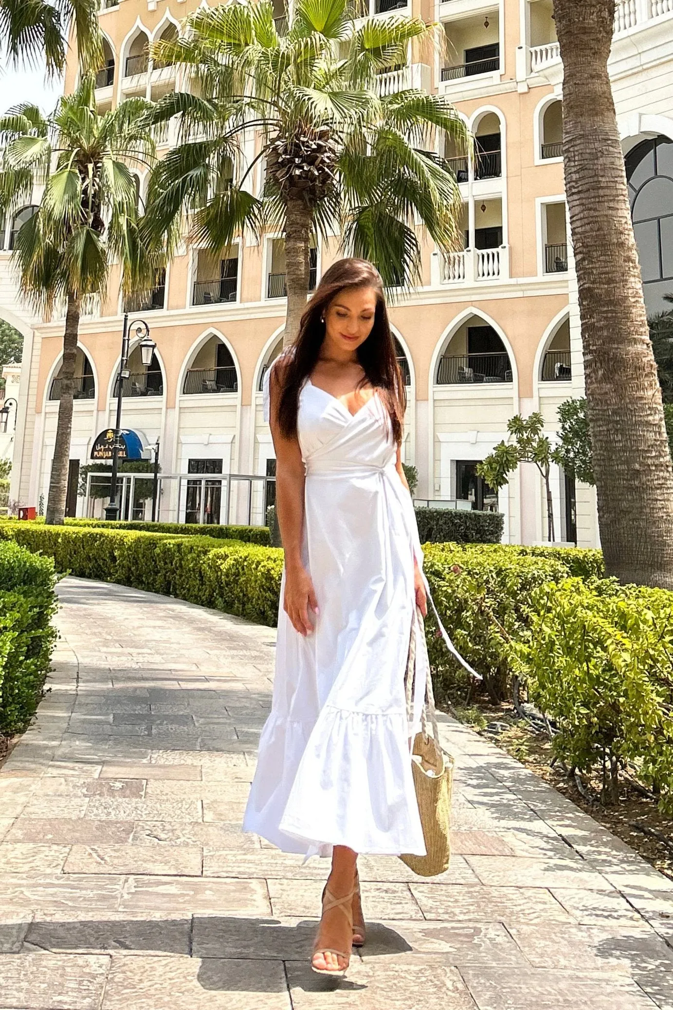White wrap dress maxi