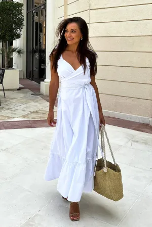 White wrap dress maxi